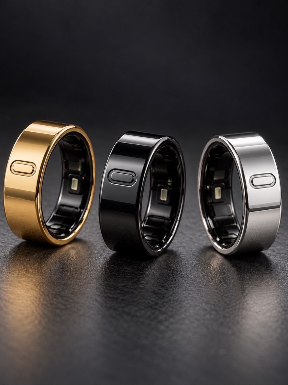 Adam Smart Sensor Rings in Gold, Black, and Silver